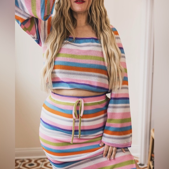 GeeGee Multi Color Knit Top & Skirt Set, 1XL - Picture 5 of 5